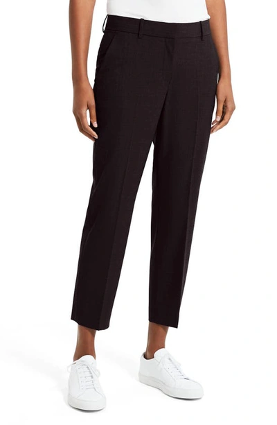 Theory Treeca Wool Blend Crop Pants In Mink