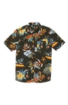 Volcom Sunriser Classic Fit Floral Short Sleeve Button-up Shirt In Stealth