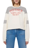 Mother The Champ Colorblock Cotton Graphic Sweatshirt In Chalk Heather Grey