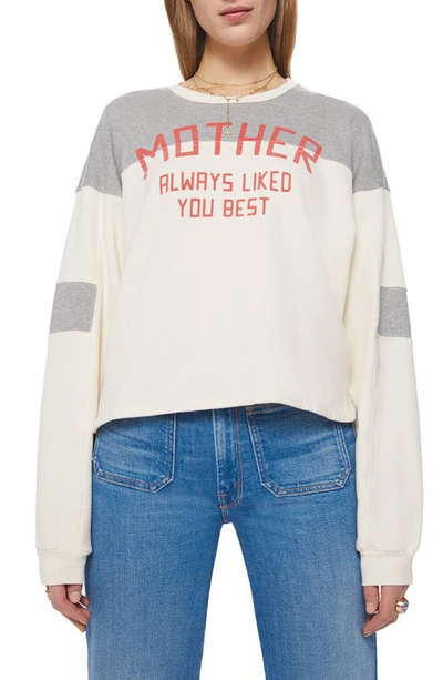 Mother The Champ Colorblock Cotton Graphic Sweatshirt In Red
