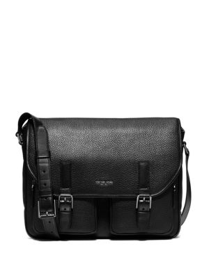 Michael Kors Bryant Leather Messenger Bag In Black | ModeSens