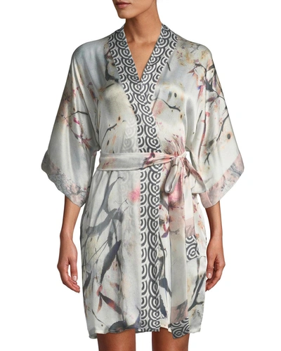 Christine Designs Nightingale Short Silk Robe In Multi Pattern