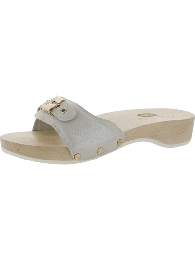 Dr. Scholl's Shoes Original Womens Adjustable Clog Slide Sandals In Silver