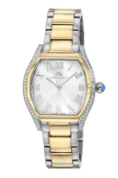 Porsamo Bleu Celine Women's Tonneau Watch, Two-tone In Silver