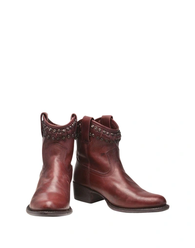 Frye Ankle Boots In Maroon