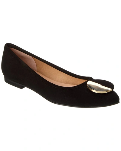 French Sole Gogo Suede Flat In Black