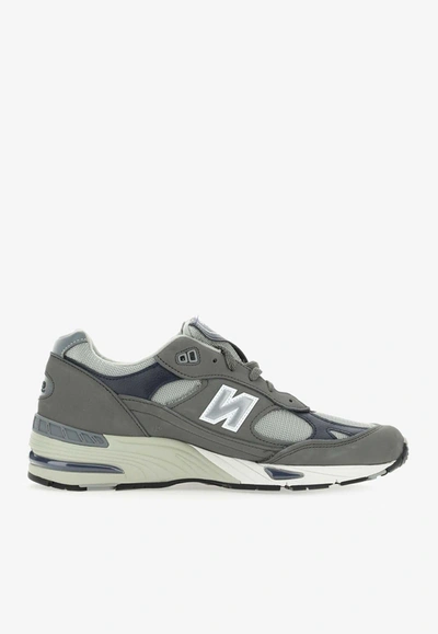 New Balance 991 Low-top Sneakers In Castlerock With Navy And White In Gray