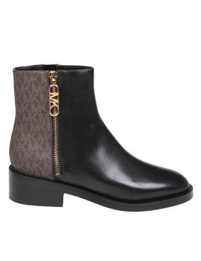 Michael Kors Leather Ankle Boot In Black