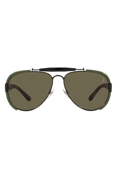 Polo Ralph Lauren 60mm Pilot Sunglasses In Matte Black