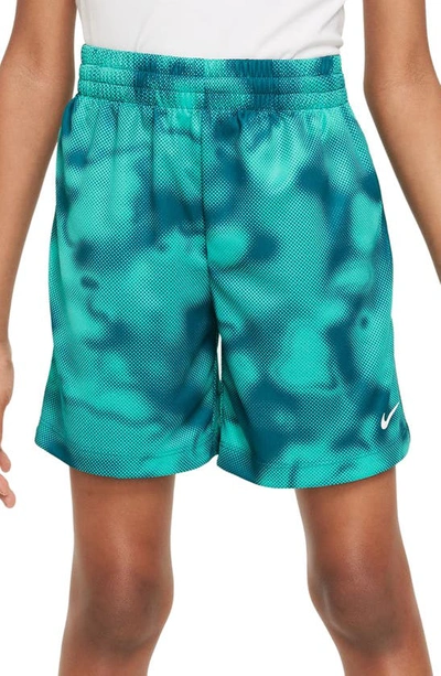 Nike Kids' Dri-fit Multi+ Shorts In Geode Teal/ White