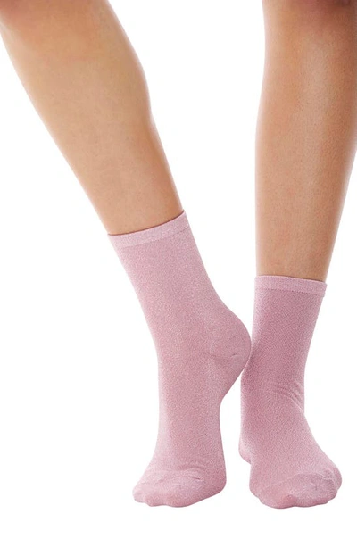 High Heel Jungle Glitterati Sparkle Cotton Blend Crew Socks In Pink