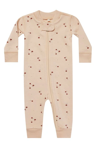 Rylee + Cru Babies' Tulip Print Organic Cotton One-piece Pyjamas In Shell