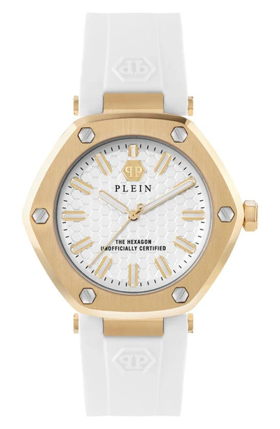 Philipp Plein The Hexagon Silicone Strap Watch, 38mm In White