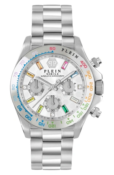 Philipp Plein Nobile Silicone Strap Chronograph Watch, 43mm In Silver