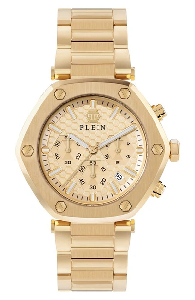 Philipp Plein The Hexagon Bracelet Chronograph Watch, 42mm In Gold