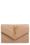 Saint Laurent 'monogram' Quilted Leather French Wallet In Chene