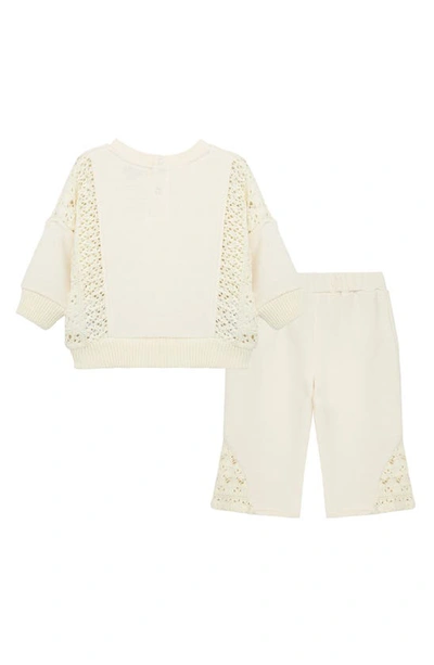 Habitual Babies' Openwork Sweater & Pants Set In Off-white