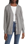 Madewell V-neck Relaxed Cardigan In Heather Pewter