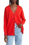Madewell V-neck Relaxed Cardigan In Heather Poppy