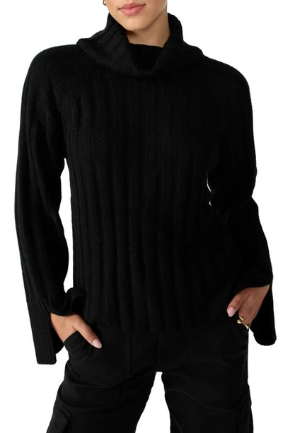 Sanctuary It's Cold Outside Ribbed Cowl Neck Sweater In Black