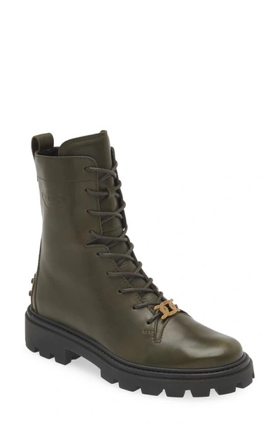Tod's Chain Hardware Combat Boot In Slate
