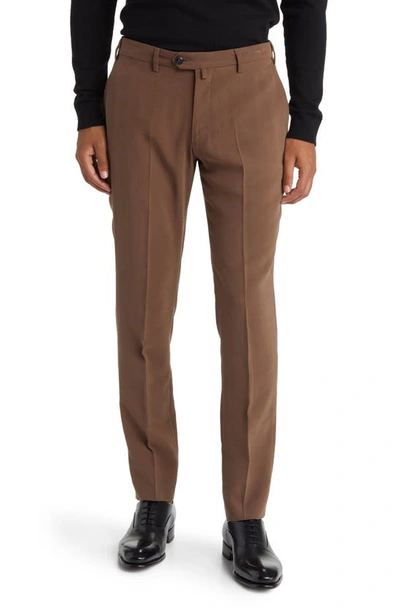 Emporio Armani Flat Front Trousers In Brown