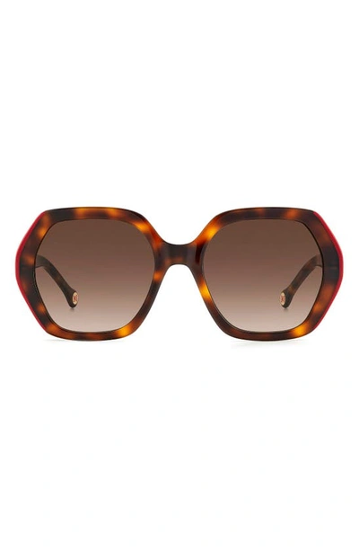 Carolina Herrera 55mm Gradient Square Sunglasses In Havana Red Brown Gradient