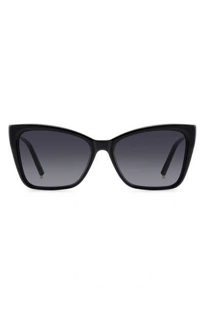 Carolina Herrera 57mm Cat Eye Sunglasses In Black Gold/ Grey Shaded