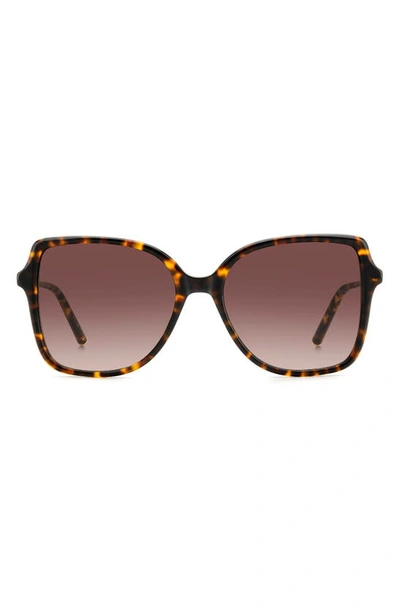 Carolina Herrera 55mm Square Sunglasses In Havana Gold/ Brown Gradient