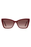 Carolina Herrera 57mm Cat Eye Sunglasses In Burgundy Gold/ Brown Gradient