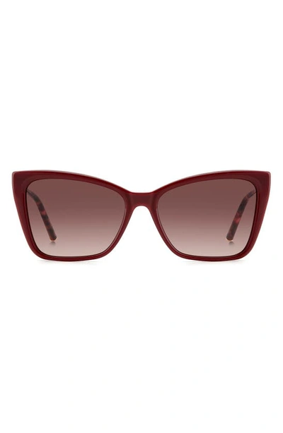 Carolina Herrera 57mm Cat Eye Sunglasses In Burgundy Gold/ Brown Gradient