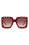 Carolina Herrera 53mm Crystal Embellished Square Sunglasses In Burgundy Brown Gradient