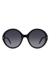 Carolina Herrera 55mm Round Sunglasses In Black White/ Grey Shaded