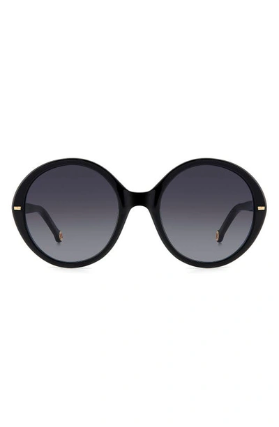 Carolina Herrera 55mm Round Sunglasses In Blck Whte