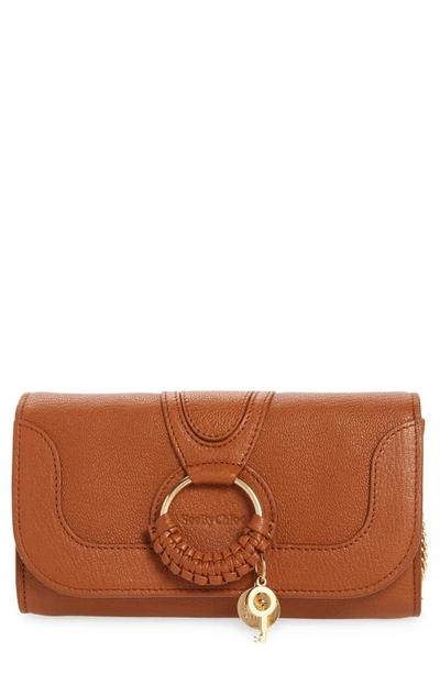 See By Chloé Hana Large Leather Wallet On A Chain In Caramello 242