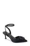 Kenneth Cole New York Umi Starburst Ankle Strap Pointed Toe Pump In Black