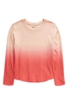Zella Girl Kids' Garment Dye Long Sleeve Studio T-shirt In Coral Sunkiss