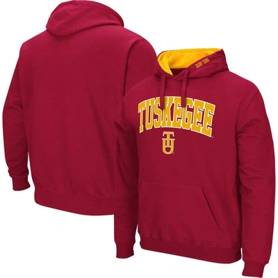 Colosseum Crimson Tuskegee Golden Tigers Arch & Logo 3.0 Pullover Hoodie