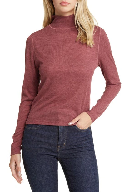 Madewell Mock Neck Semisheer T-shirt In Red