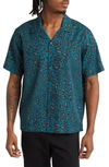 Saturdays Surf Nyc Canty Sound Leopard Print Short Sleeve Camp Shirt In Blue