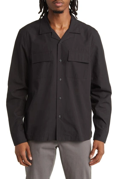 Saturdays Surf Nyc Macro Lyocell & Cotton Button-up Shirt In Black