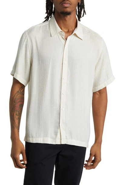Saturdays Surf Nyc Bruce Leopard Jacquard Short Sleeve Button-up Shirt In Ivory
