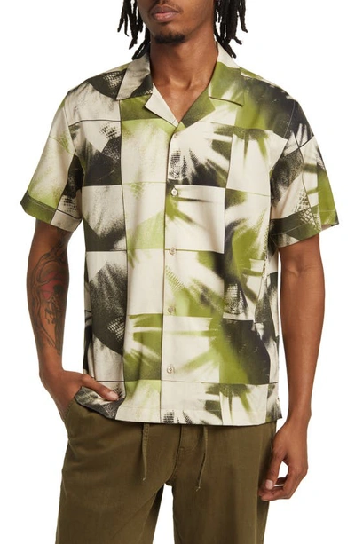 Saturdays Surf Nyc Canty Disco Print Short Sleeve Camp Shirt In Classic Khaki