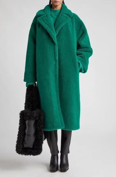 Stand Studio Maria Faux Shearling Coat In Jade Green