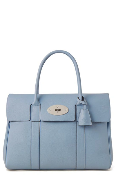 Mulberry Bayswater Pebbled Leather Satchel In Poplin Blue