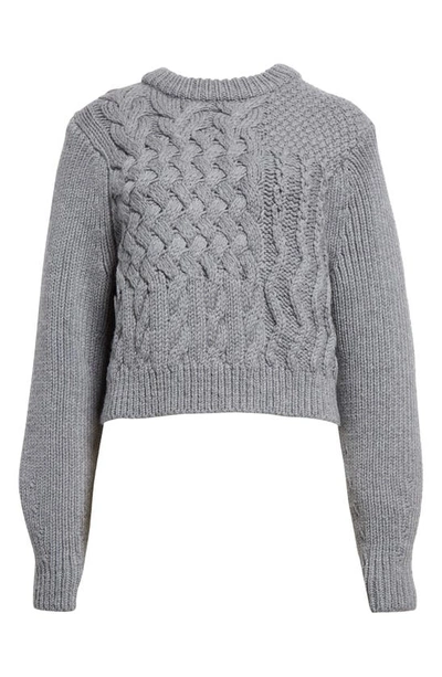 Cecilie Bahnsen Jolene Oversize Merino Wool Fisherman Sweater In Grey