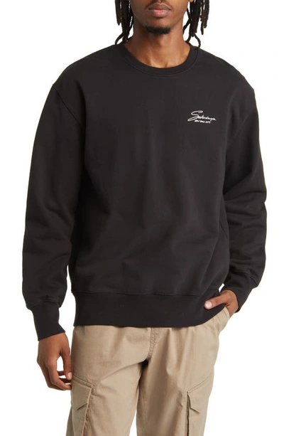 Saturdays Surf Nyc Bowery Signature Logo Embroidered Sweatshirt In Black