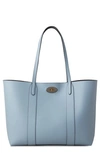 Mulberry Bayswater Leather Tote In Poplin Blue- Dark Oxblood