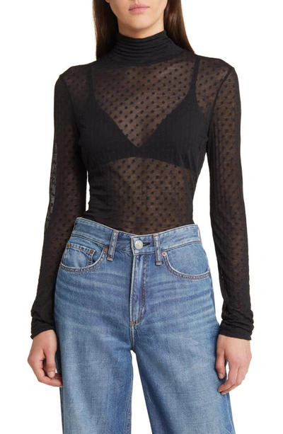 Rag & Bone Valencia Sheer Polka Dot Turtleneck Top In Multi