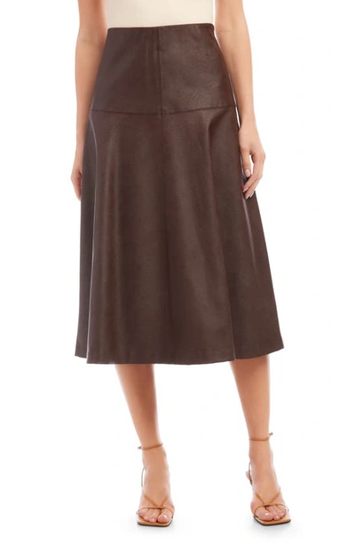 Karen Kane Faux Leather A-line Midi Skirt In Brown